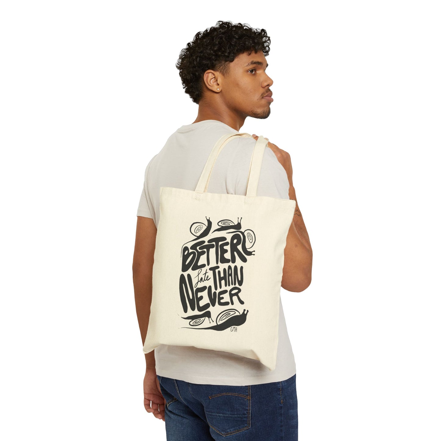 Better Late Than Never Snails Cotton Canvas Tote Bag